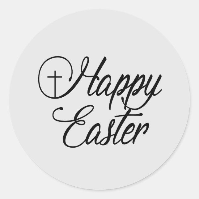 Happy Easter Cross Classic Round Sticker (Front)