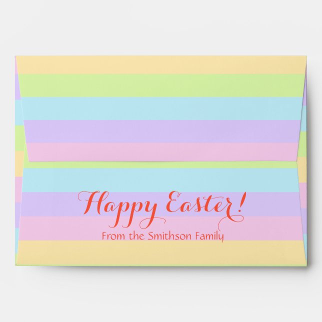 Happy Easter Custom Name Pastel Envelopes (Back (Top Flap))