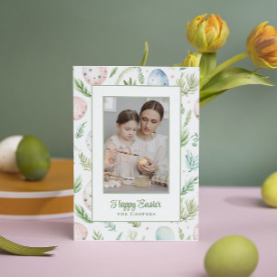 Happy Easter   Custom Photo & Name   Botanical Holiday Card