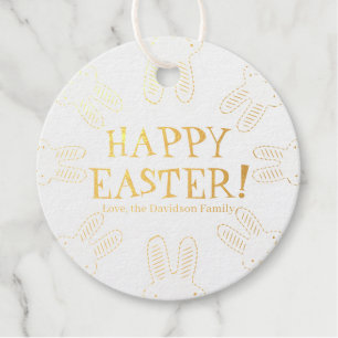 Happy Easter custom text cute bunnies funny Favour Tags