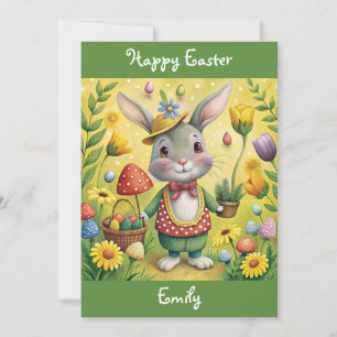 Happy Easter Customizable Bunny First Easter  Holiday Card