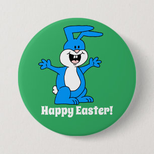 Happy Easter Cute And Excited Bunny 3 Inch Round Button