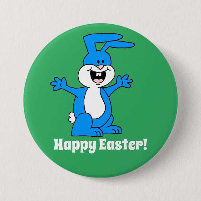 Happy Easter Cute And Excited Bunny 3 Inch Round Button (Front)