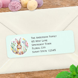 Happy Easter Cute Bunny and Flowers Personalized
