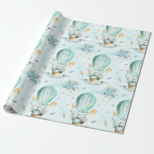 Happy Easter Cute Bunny & Balloons Pattern Wrapping Paper