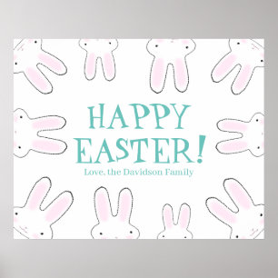 Happy Easter cute bunny bunnies custom text fun Poster