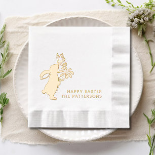 Happy Easter Cute Bunny Butterfly Personalized Foil Napkins