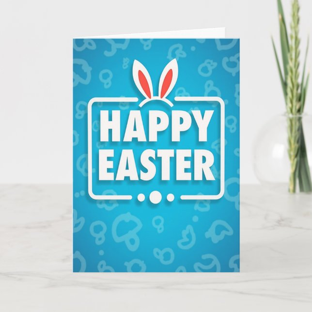 Happy Easter Cute Bunny Card (Front)
