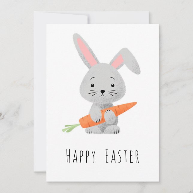 Happy Easter Cute Bunny Carrot Holiday Card (Front)