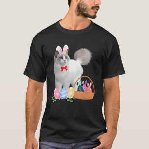 Happy Easter Cute Bunny Cat Eggs Basket Men Women T-Shirt