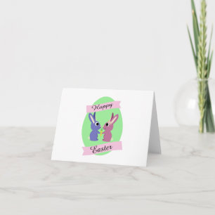 Happy Easter! Cute Bunny Couple Holiday Card