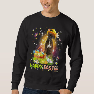 Happy Easter Cute Bunny Dog Boxer Eggs Basket Dog Sweatshirt