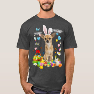 Happy Easter Cute Bunny Dog Chihuahua Eggs Basket T-Shirt