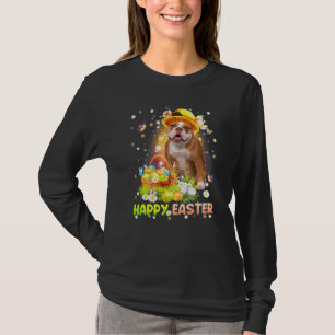Happy Easter Cute Bunny Dog English Bulldog Eggs B T-Shirt