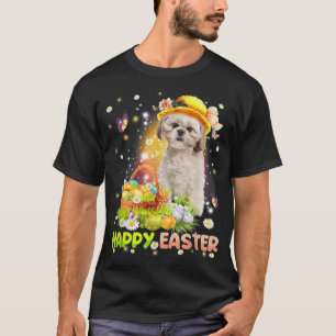 Happy Easter Cute Bunny Dog Shih Tzu Eggs Basket F T-Shirt