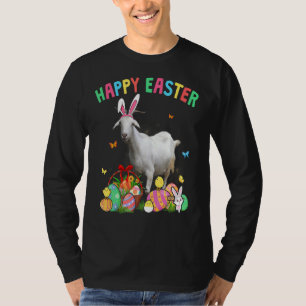 Happy Easter Cute Bunny Goat With Easter Eggs Bask T-Shirt