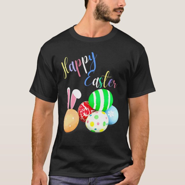Happy Easter Cute Bunny Golden Retriever Wearing B T-Shirt (Front)
