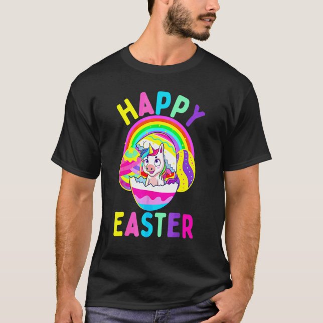 Happy Easter Cute Bunny Golden Retriever Wearing B T-Shirt (Front)
