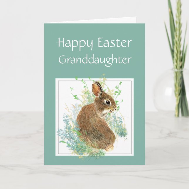Happy Easter Cute Bunny Great Granddaughter Holida Holiday Card (Front)