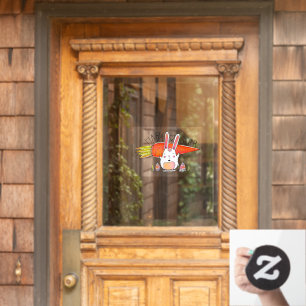 Happy Easter Cute Bunny Holding Carrot Window Cling