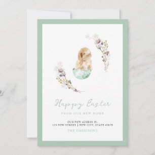 Happy Easter Cute Bunny New Home Announcement
