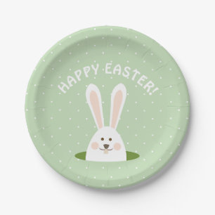 Happy Easter Cute Bunny Paper Plate