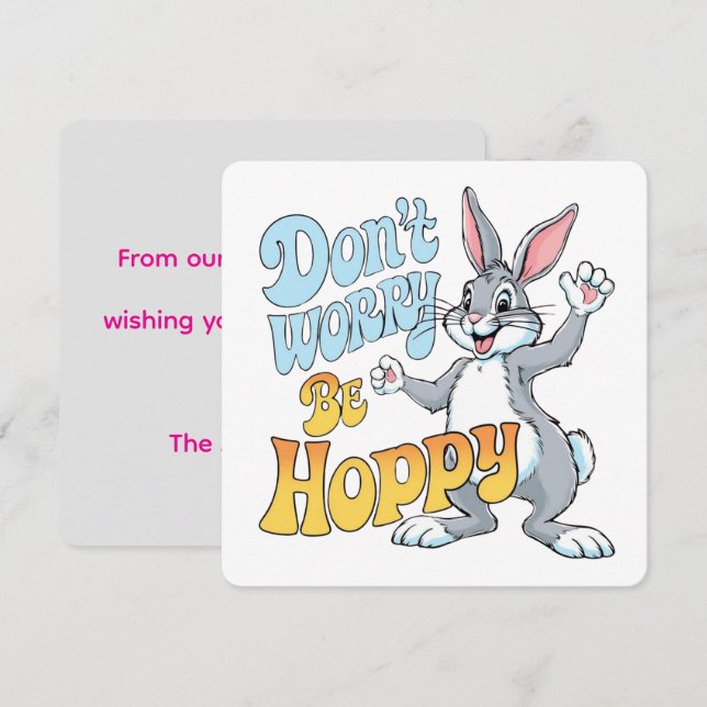 Happy Easter cute Bunny personalized Holiday Card (Front/Back)