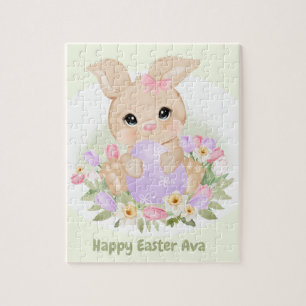 Happy Easter Cute Bunny personalized Jigsaw Puzzle