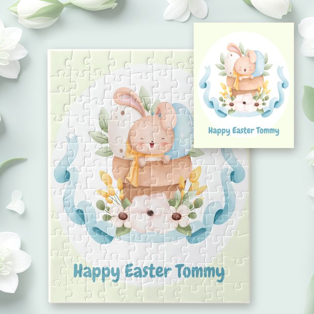 Happy Easter Cute Bunny personalized Jigsaw Puzzle (Happy Easter Cute Bunny personalized Jigsaw Puzzle)