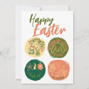 Happy Easter cute bunny rabbit positive Greetings Holiday Card