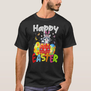 Happy Easter Cute Bunny Rabiit Raccoon  Eggs Hunt  T-Shirt