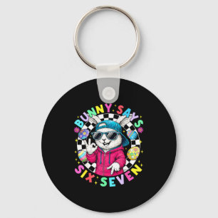 Happy Easter Cute Bunny Says Six Seven 6 7 Meme 67 Keychain