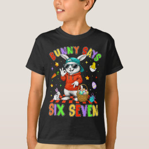 Happy Easter Cute Bunny Says Six Seven 6 7 Meme Bo T-Shirt