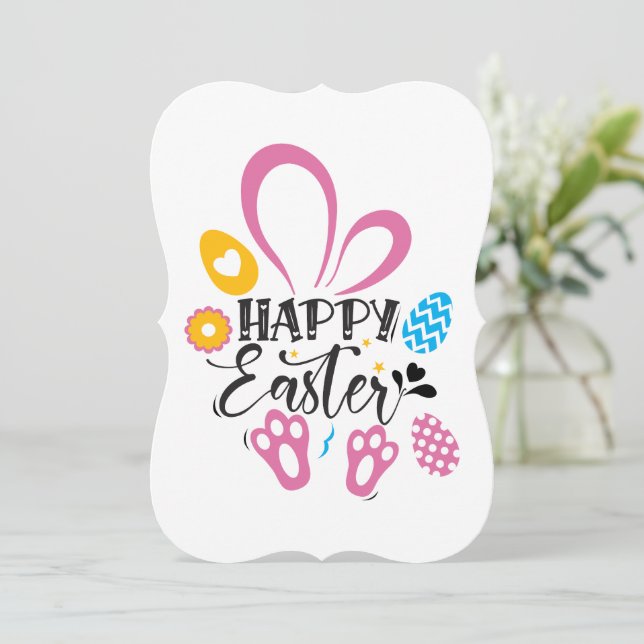 Happy Easter Cute Bunny With Easter Eggs (Standing Front)