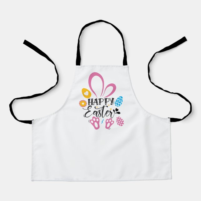 Happy Easter Cute Bunny With Easter Eggs Apron (Front)