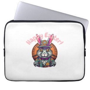 Happy Easter Cute Cartoon Easter Bunny Dutch Rabbi Laptop Sleeve