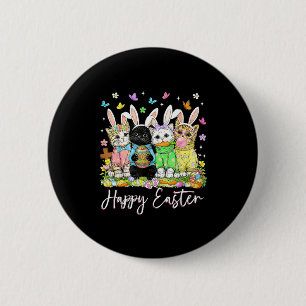 Happy easter cute cat lover bunny easter day women 2 inch round button