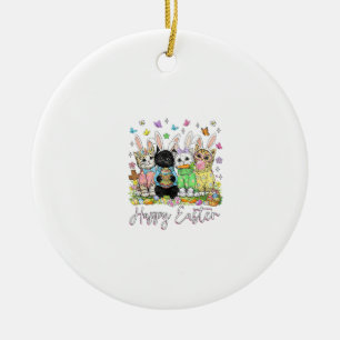 Happy Easter Cute Cat Lover Bunny Easter Day Women Ceramic Ornament