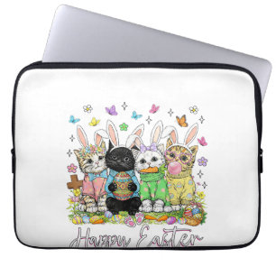 Happy Easter Cute Cat Lover Bunny Easter Day Women Laptop Sleeve