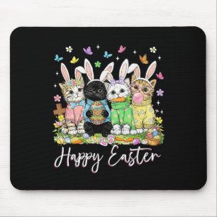 Happy Easter Cute Cat Lover Bunny Easter Day Women Mouse Pad