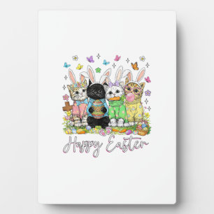 Happy Easter Cute Cat Lover Bunny Easter Day Women Plaque