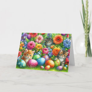 Happy Easter Cute Cats Holiday Greeting  Card