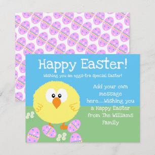 Happy Easter Cute Chick Egg Editable Holiday Card