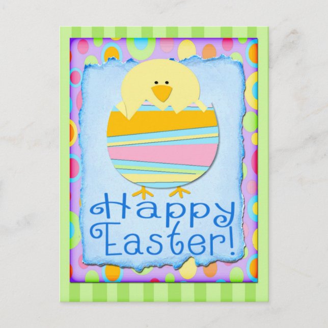 Happy Easter cute chick festive postcard (Front)