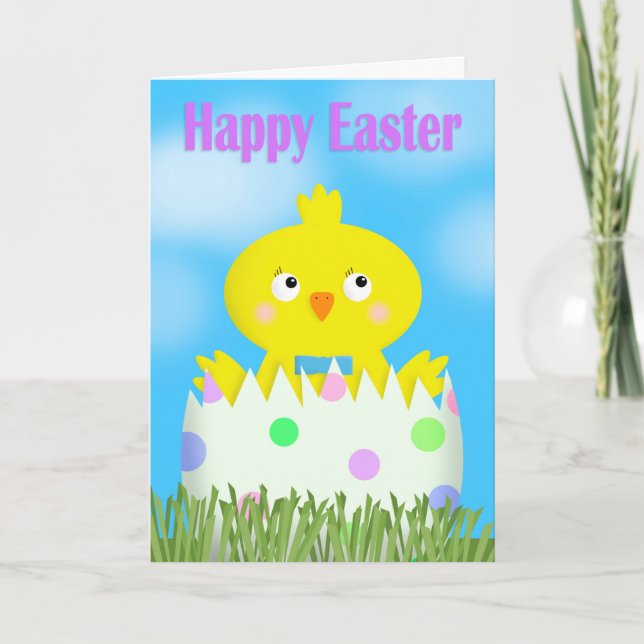 Happy Easter Cute Chick Hatchling Holiday Card (Front)