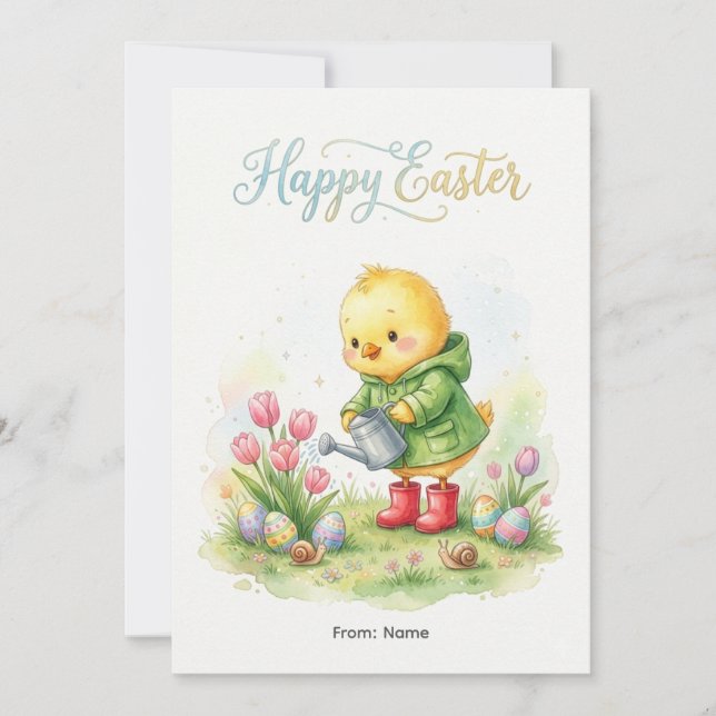 Happy Easter Cute Chick Spring Holiday Card (Front)