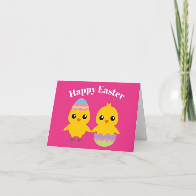 Happy Easter Cute Chicks Card (Front)