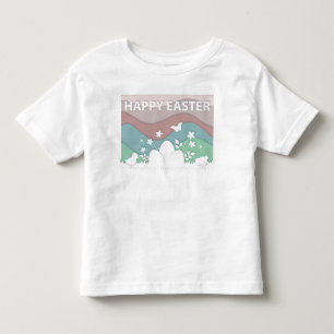 Happy Easter, cute chicks, easter eggs on grass Toddler T-shirt