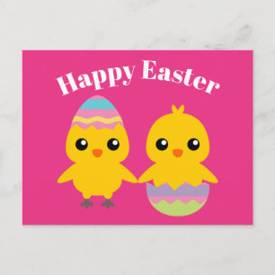Happy Easter Cute Chicks Postcard