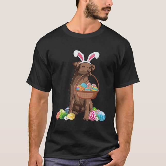 Happy Easter Cute Chocolate Labrador Bunny Dog  Ea T-Shirt (Front)